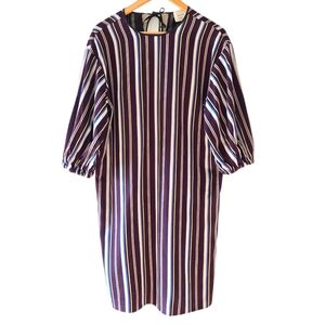 Alysi Creme Bohemian Casual Striped Midi Women's Dress Size 8